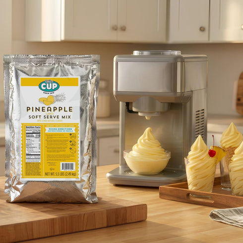 5.5 lb (Pack 2) By The Cup Non-Dairy Pineapple Soft Serve Mix