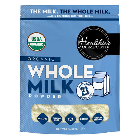 Healthier Comforts Organic Whole Milk Powder (1.31lb) | USDA Organic Dried Milk