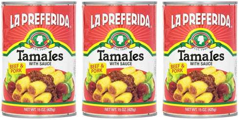 La Preferida Beef & Pork Canned Tamales with Sauce, 15 oz. (Pack