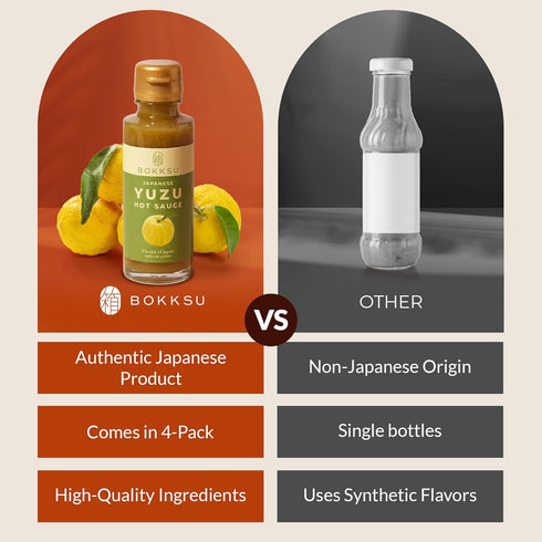 (4-Pack) Bokksu Yuzu Hot Sauce - Unique Spicy and Tangy Flavor, Authentic Japanese Yuzu Kosho Sauce - Versatile