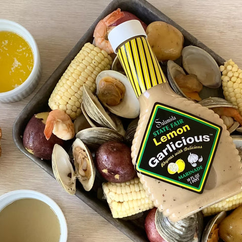 Salamida 16 oz New York State Fair Lemon Garlicious Marinade, | All-Natural, Gluten-Free, Citrus & Garlic Infused Sauce