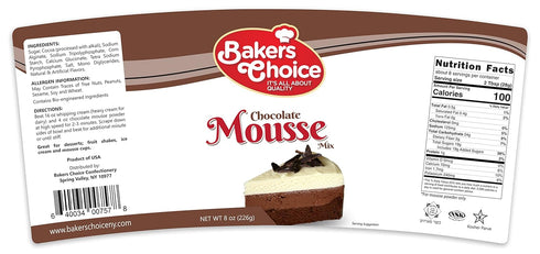 Baker's Choice 8 oz. Chocolate Mousse Mix Powder - For Mousse Cups, Chocolate Mousse Cake, Ice Cream, Milkshakes