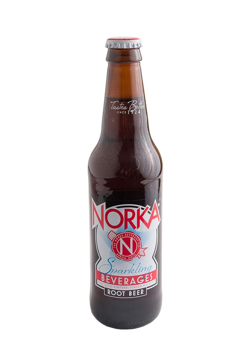 NORKA Premium 12oz Sparkling Beverages, Root Beer (Pack of 12 Glass Bottles)