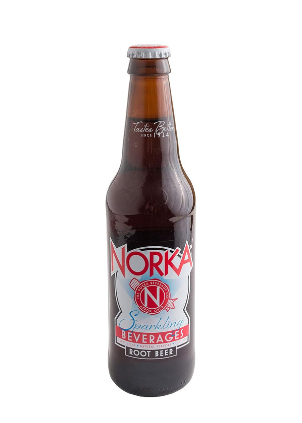 NORKA Premium 12oz Sparkling Beverages, Root Beer (Pack of 12 Glass Bottles)
