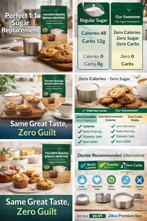 Generic 28oz 1:1 Allulose Monk Fruit Sweetener - Zero Calorie Sugar Substitute Replacement - Keto Diabetic Friendly Low