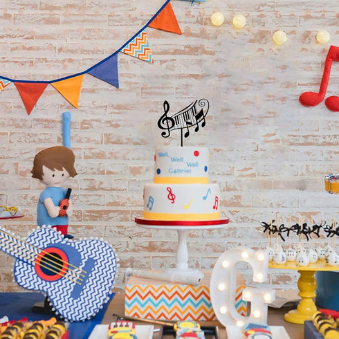 XUZHAN 3PCS Music Notes Birthday Cake Topper Musical Notes Acrylic Cupcake Toppers for Birthday Party Musician Wedding