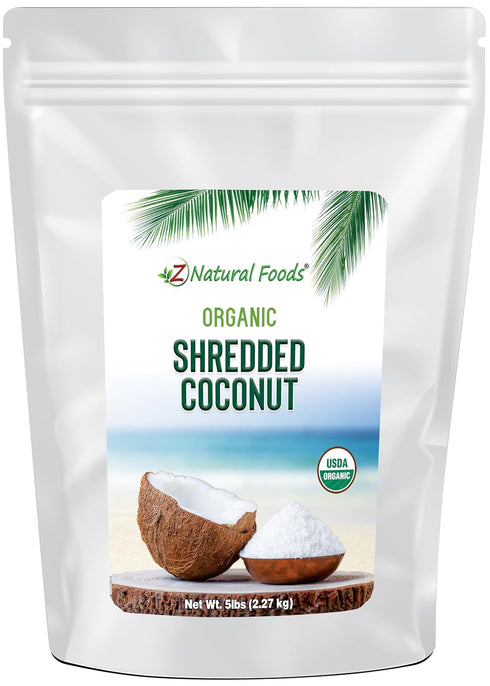 Organic Shredded Coconut - Bulk 5 lb Size - Unsweetened Macaroon Cut