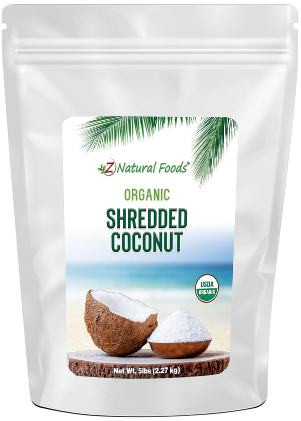 Organic Shredded Coconut - Bulk 5 lb Size - Unsweetened Macaroon Cut
