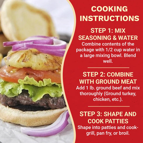 1.5 oz Packet (Pack 12) NOH Hawaiian Style Teri-Burger Seasoning Mix, of - Easy-to-Use Hawaiian Teriyaki Burger