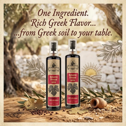 3.38 oz 2 Ellora Farms, Balsamic Vinegar Spray bottle, clog-free pump, barrel aged, Greece, X Glass bottles