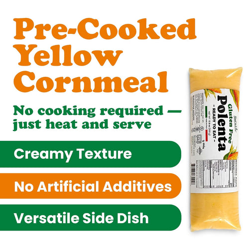 17.6oz (500g) (Pack 4) Food To Live Gluten-Free Polenta Ready To Eat, Traditional Italian Pre-cooked Yellow Cornmeal