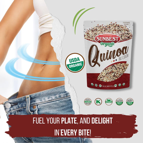 16 Oz., 2-Pack Sunbest Natural Organic Tri-Color Quinoa, Non-GMO, Vegan, Kosher
