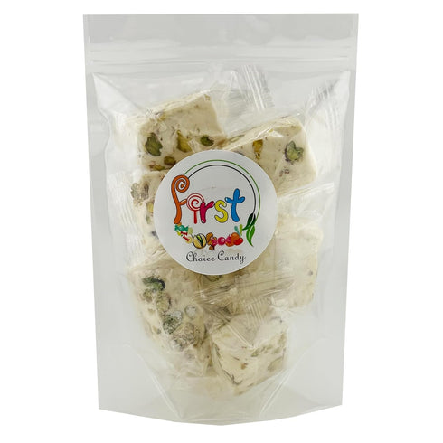 2 Lb Soft White Nougat Candy, Individually Wrapped Pistachio Nougat, Divinity Candy - Nougat Candy with pistachios