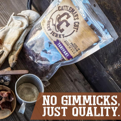 10 Cattleman's Cut Teriyaki Beef Jerky, Premium Marinated Steak High Protein Meat Snacks, Keto Friendly, Gluten Free