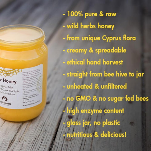Mellona 100% Unfiltered(1KG) Raw Honey Unfiltered, Natural Creamy Golden Honey Raw Unprocessed, Unheated