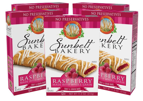 Sunbelt Bakery's Raspberry Fruit & Grain Bars, 5 Boxes, No Preservatives (40