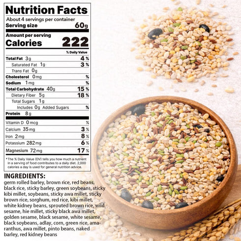 Store 30-Grain (240g) Multigrain Rice Mix from Japan Mixed Grains Blend with Barley, Beans & Sesame for Buddha Bowls