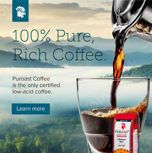 Puroast Low Acid Coffee, House Blend Single Serve Pods, Medium Roast, 12 Count, Compatible with Keurig Brewer