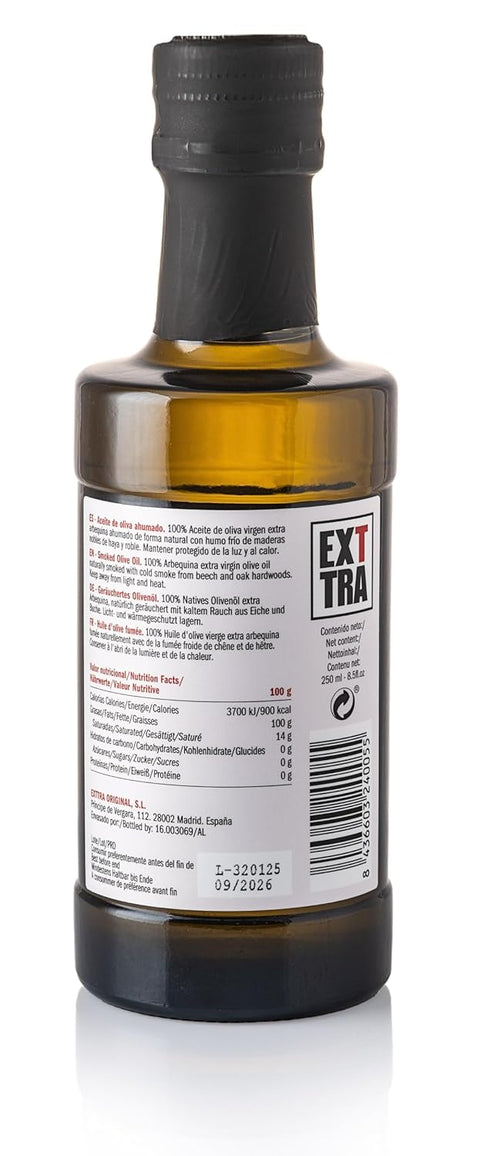 Exttra 8.45 oz 250 ml | Naturally smoked Spanish extra virgin olive oil, made with cold smoke, fl / bottle