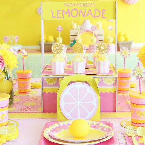 Oskal 24Pcs Glitter Lemon Cupcake Toppers, Fruits Theme Party Decor, Summer Cupcake Toppers