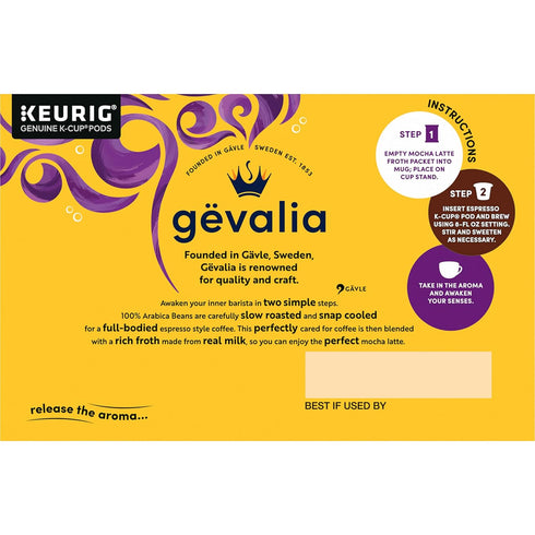 2-Step Packets, 6 Count, 5.6oz (Pack 3) Gevalia, K-Cup & Froth Box of (Mocha Latte).