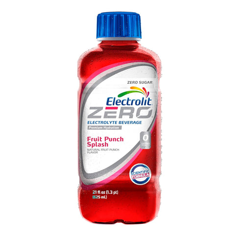 21 Oz (Pack 12) Electrolit Zero, Electrolyte Beverage, Fruit Punch Splash, Fl bottle