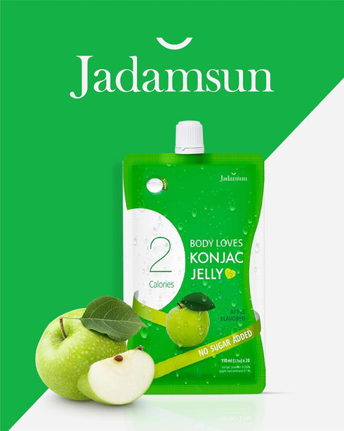 20 Jadamsun Konjac Jelly (Apple, pcs) - Lowest Calorie Healthy Korean Snack, Dietary Fiber, Sugar-Free Jelly Drink.