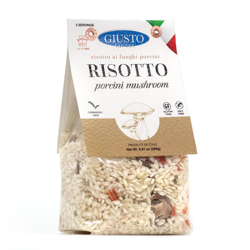 3-4 8.81 oz Giusto Sapore Italian Risotto - Porcini Mushroom - All Natural, Gluten Free, No Added Salt - Premium