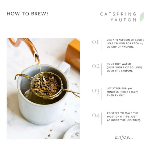 CatSpring Yaupon Lost Maples Medium Yaupon Box of Loose Leaf Yaupon, Naturally Caffeinated, 2-Ounce