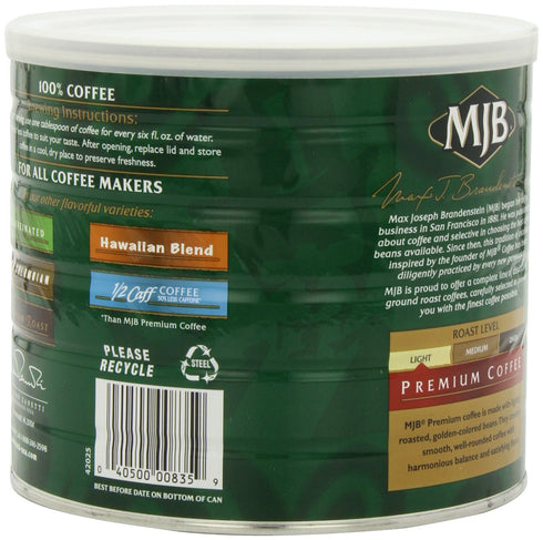 MJB Coffee 26 , Premium Blend Ground Coffee, Light Roast, Ounce