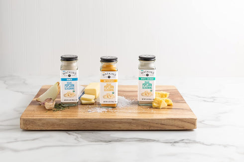 Watkins Popcorn Seasoning Multi-Flavor Variety Pack, 3-Pack (1 White Cheddar, 1 Butter/Salt, 1 Ranch)