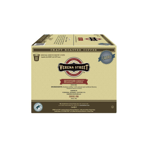 (80 Count) Verena Street Single Cup Pods Flavored Coffee, Mississippi Grogg, Rainforest Alliance Certified Arabica