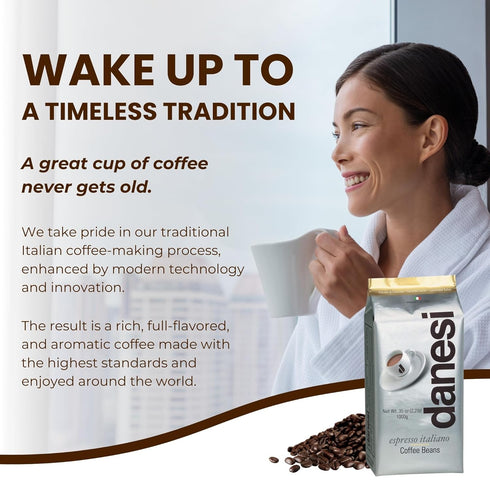 (2.2 lb) Danesi Caffe Italian Whole Coffee Beans - Espresso Coffee Beans and Medium Roast Whole Bean - Perfect