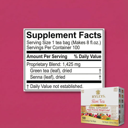 9 100 100 (1 Pack) Pack HYLEYS Slim Tea Flavor Assortment Ct - Weight Loss Herbal Supplement Cleanse and Detox - Tea