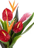Generic Fresh Orchids and Tropical Flower Bouquet, Red Anthuriums, Red Ginger, Heliconia, Mixed Foliage, Hawaiian