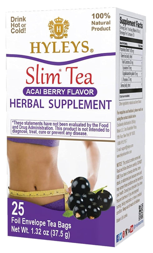 HYLEYS Slim Tea Acai Berry Flavor - Weight Loss Herbal Supplement Cleanse