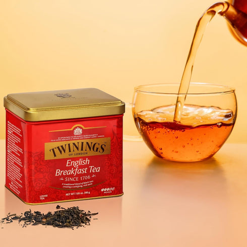7.05 (Pack 1), Twinings English Breakfast Loose Tea Tin, Ounce Tin of Smooth, Flavourful, Robust Black Tea Leaves