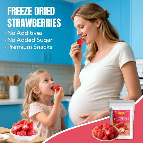 Luxsavia 3.52OZ/100g 50-55 Premium Whole Freeze Dried Strawberries per bag,Whole Big Natural Dried Strawberries No