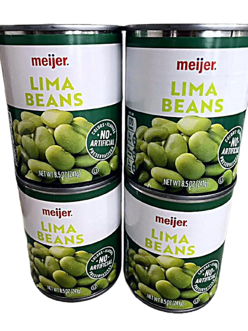 Meijer 4-Pack 8.5 4-8.5 oz Ounce Cans Vegtables (Lima Beans cans)