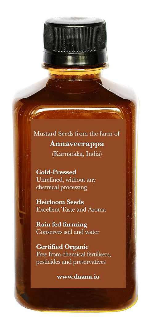 (12 oz) Daana Mustard Oil: CERTIFIED USDA ORGANIC, EXTRA VIRGIN, COLD PRESSED