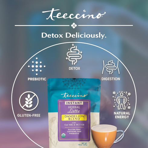 14 7.9 Teeccino Organic Instant Dandelion Herbal Latte Servings Creamy Oat & Coconut Latte with a Blend of Roasted