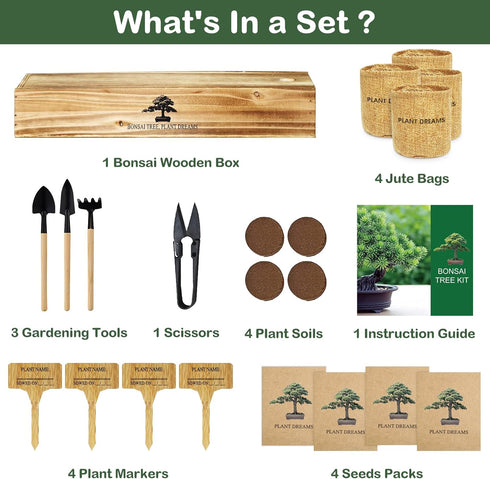 LUOJIBIE Bonsai Tree Kit, Complete Bonzai Tree Starter Kits, for Mom, Unique Christmas Birthday Gardening Gifts