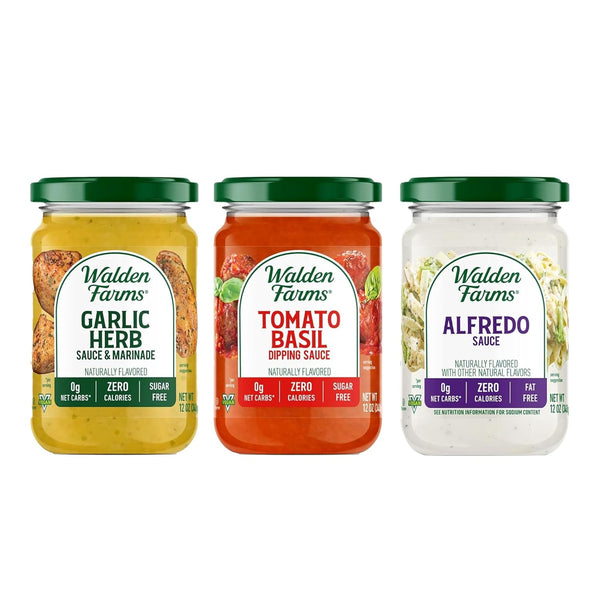 Walden Farms Variety Sauce Pack Garlic Herb, Tomato Basil & Alfredo Sauces