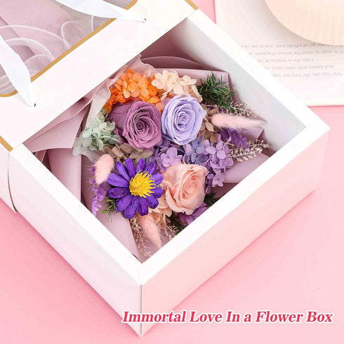 Jtoder Forever Flowers for Delivery, Preserved Flower Bouquets, Long Lasting Purple Roses, Gifts Bouquet for Mother
