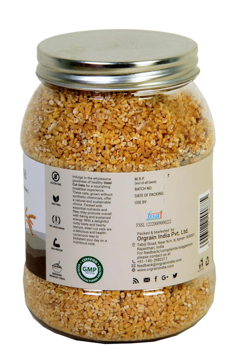 Orgrain India 22.92 oz, 100% Steel Cut Oats, For Weight Loss | Sugar Free Oats | Healthy Breakfast | Wholegrain Healthy