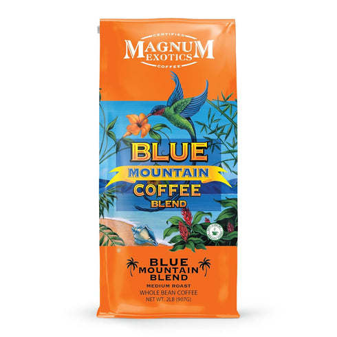 Magnum Exotics Coffee, Blue Mountain Coffee Blend - Medium-Light Roast, Whole Bean,