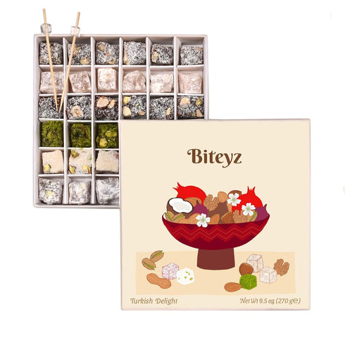 Biteyz Nutty Turkish Delight, Vegan Candy Gift Box - Assorted Gourmet Treats