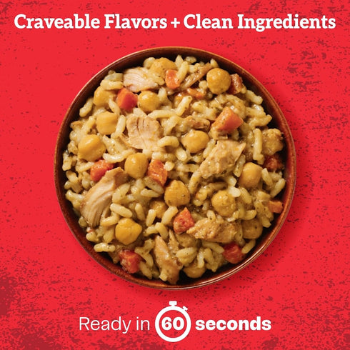 22g 11 oz (Pack 6) Born Simple Ready to Eat Meals with Sporks, Thai Style Chicken Bowl, Improved Recipe - Protein