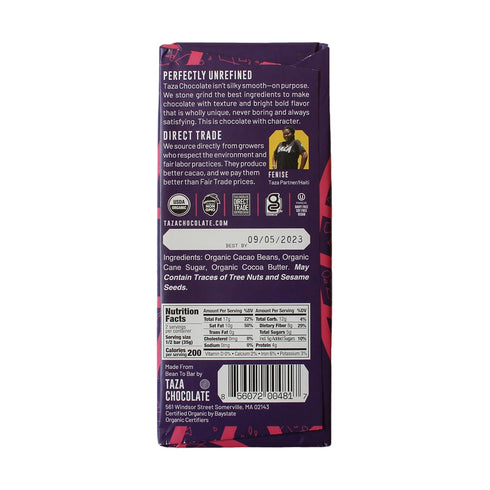 Pack 2.5 oz (4 count), Taza Chocolate Organic Seriously Good Dark Chocolate Bar Variety Bundle, Vegan
