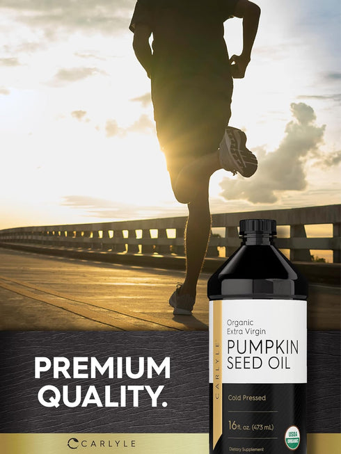 16oz Carlyle Pumpkin Seed Oil Organic Cold Pressed | Extra Virgin | Vegetarian, Non-GMO, Gluten Free | Safe for Cooking